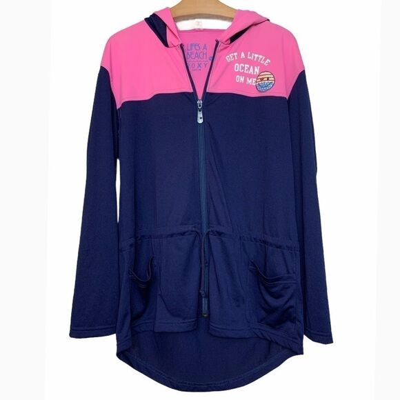 Roxy Color Blocked Zip Jersey Knit Hoodie - Picture 1 of 3